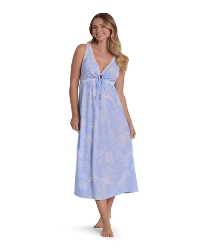 Miss Elaine Women's Sleeveless Printed Long Nightgown