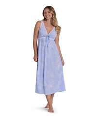 Miss Elaine Women's Sleeveless Printed Long Nightgown