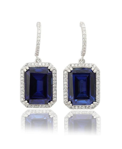 Suzy Levian Sterling Silver Cubic Zirconia Halo Dangling Earrings