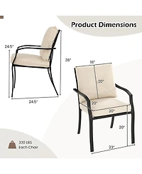 Gymax Outdoor Patio Dining Chair Set of 4 Stackable Garden Chairs with Metal Frame