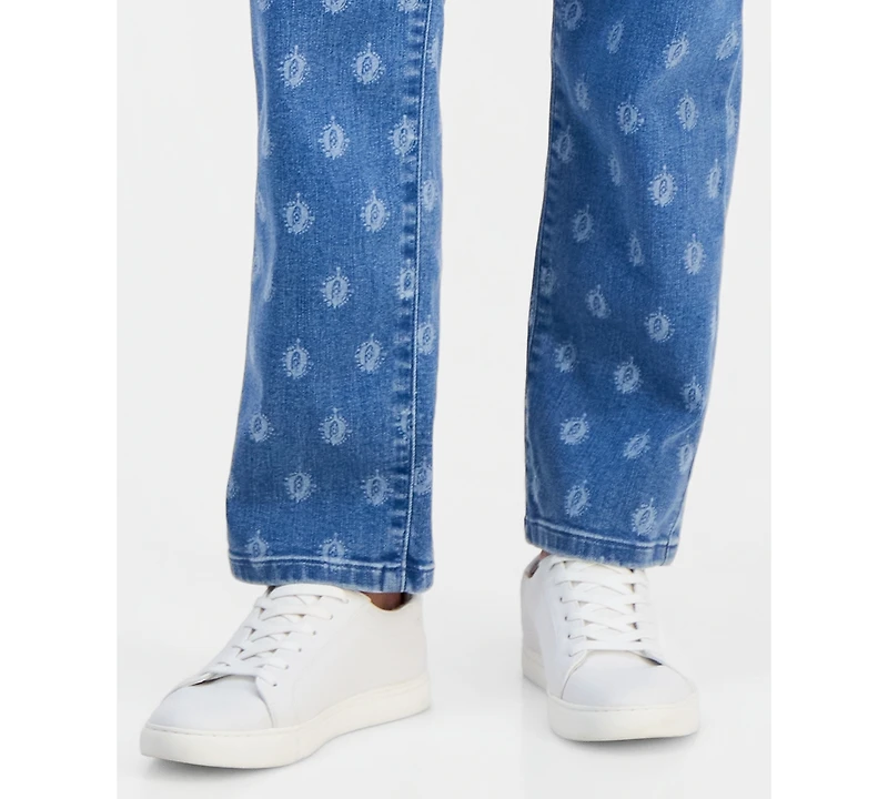 Style & Co Petite Printed High-Rise Straight Jeans, Macy's Exclusive