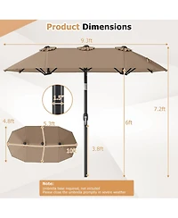 Gymax Double-Sided Patio Umbrella w/Push Button Tilt Crank Handle 3 Air Vents for Pool
