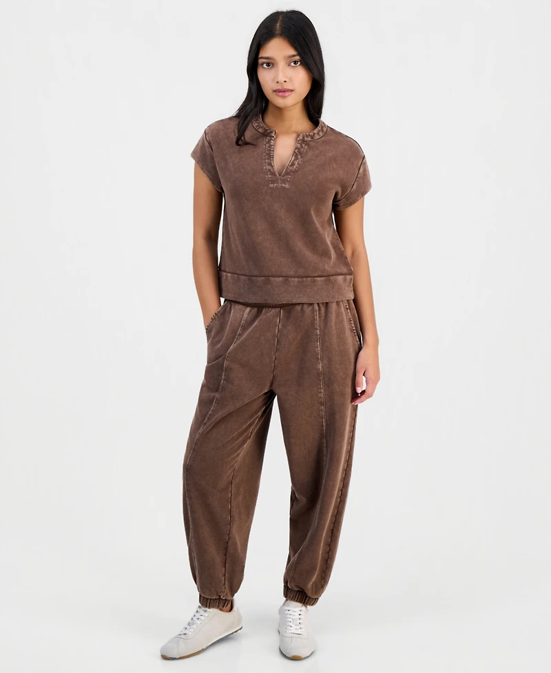 And Now This Petite French Terry Balloon-Leg Pants, Macy's Exclusive