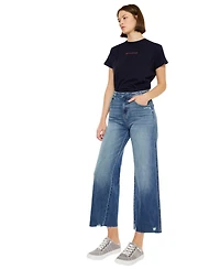 KanCan Women's Shelly High Rise Cropped Wide Leg Jeans