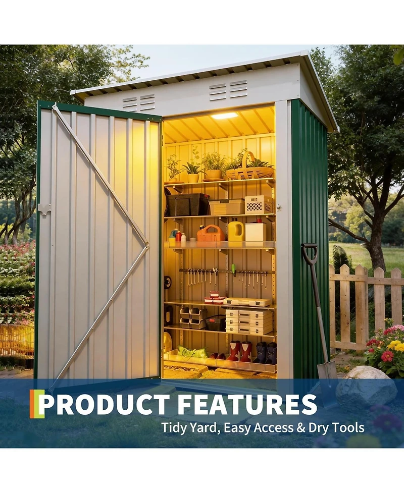 gaomon Outdoor Metal Storage Shed, Garden Tool Metal Shed with Lockable Doors