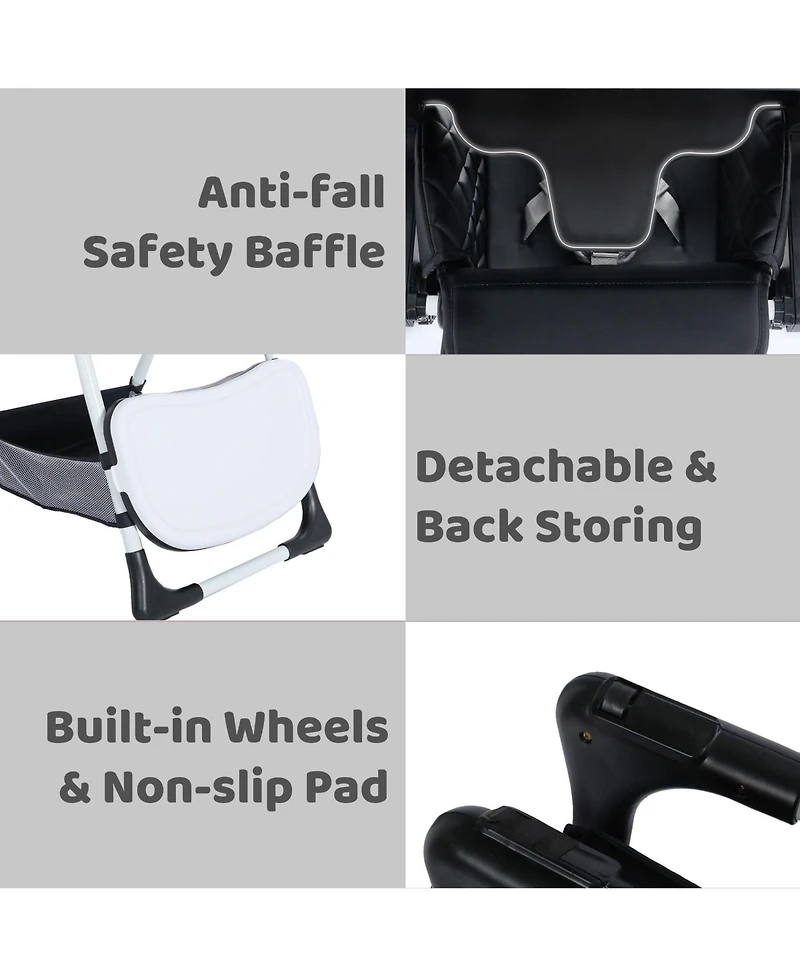 Kinder King Baby Convertible High Chair with Adjustable Height, Double Tray and Compact Fold,