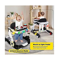 Kinder King 5-in-1 Baby Activity Walker with Music and Lights, Adjustable Height Safety Bumper