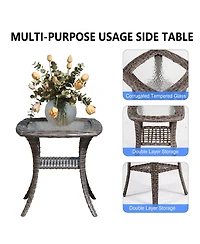 Asagikoiai 3-Piece Outdoor Swivel Chairs Set, Pe Rattan Rocking Bistro Set with Table for Garden