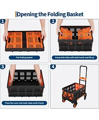gaomon Folding Hand Truck with 330 Lb Capacity - 2-in-1 Dolly and Flatbed Cart Retractable Handle Rubber Wheels and Foldable Basket
