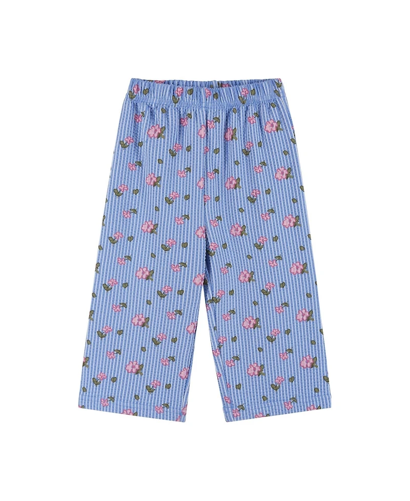 Andy & Evan Baby Girls Floral Knit Seersucker Top and Pant Set
