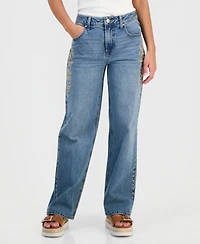 And Now This Petite Floral-Embroidered High-Rise Jeans, Macy's Exclusive