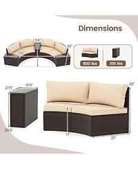 Gymax Set Of 5 Patio Furniture Set w/Tempered Glass Top Side Tables Back and Seat Cushions