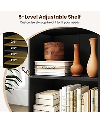 Gymax Bookcase with 2 Open Cubes Floor Standing Bookshelf with 5-Position Adjustable Shelf