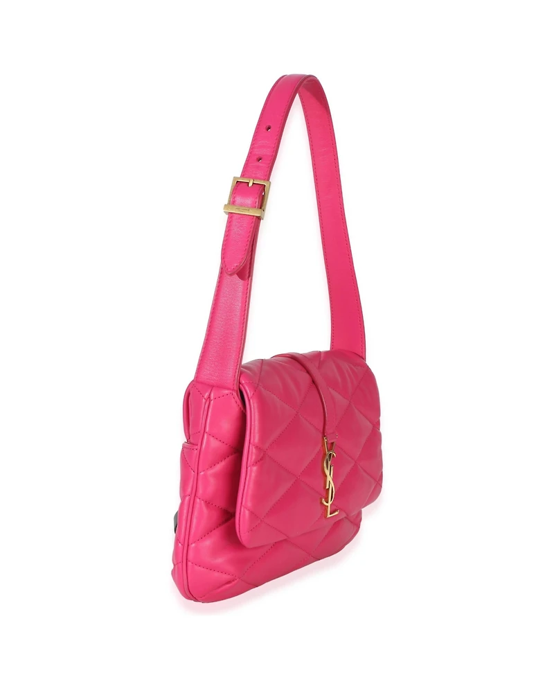 Pre-Owned Saint Laurent Pink Diamond Quilted Lambskin Le 5 a 7 Shoulder Flap Bag