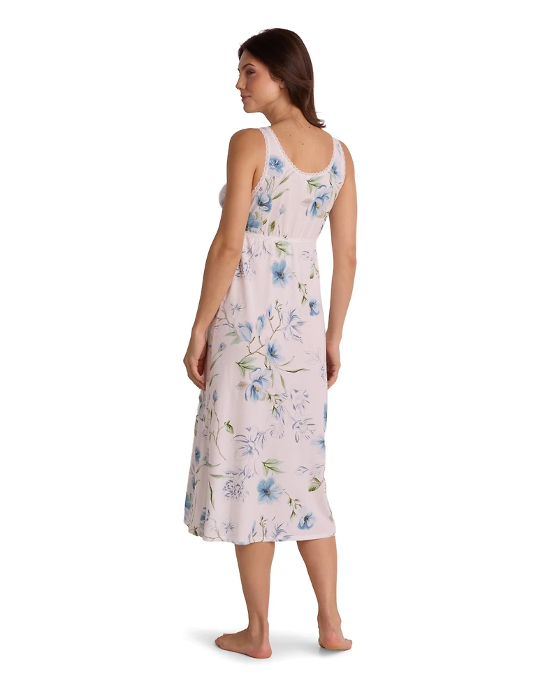 Miss Elaine Women's Sleeveless Printed Long Gown