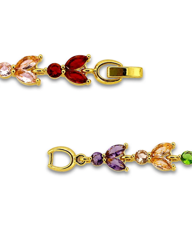 Macy's Marquise Cubic Zirconia Alternating Red, Pink, Green, Champagne, and Purple Stones Bracelet