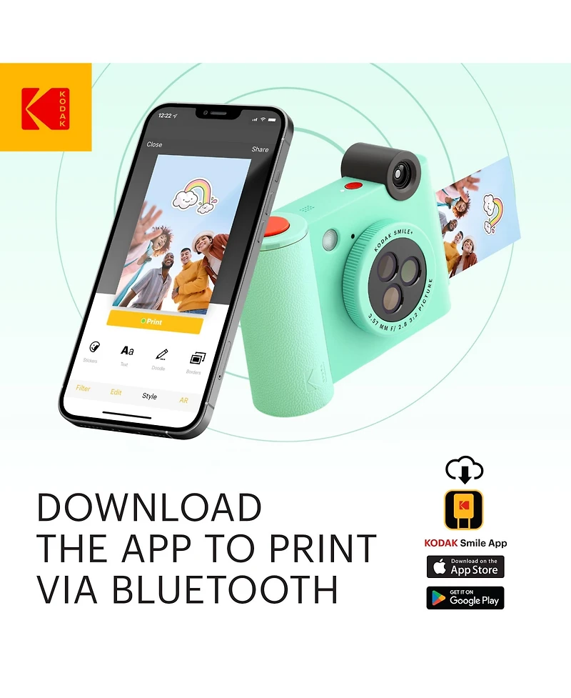 Kodak Smile+ 2-in-1 Instant Camera and Bluetooth Printer Starter Bundle Case
