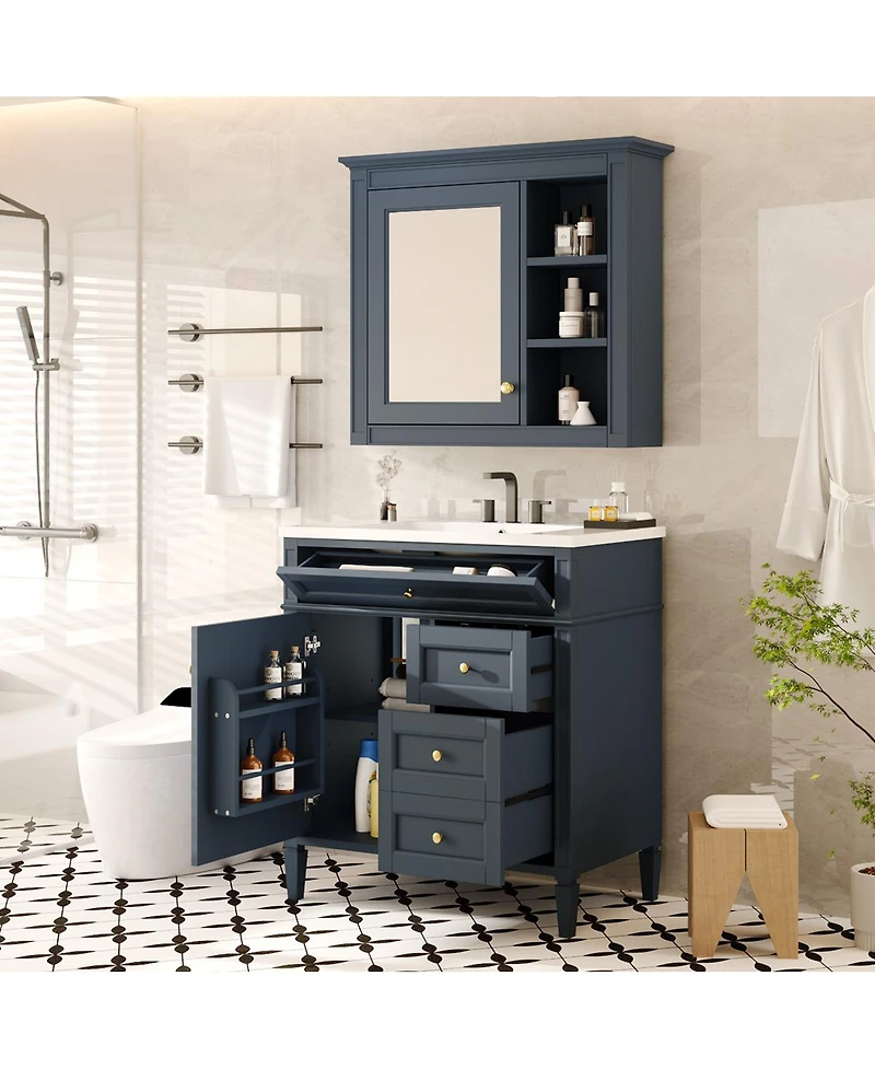 Sillysis 30" Modern Freestanding Bathroom Vanity with Ceramic Sink-Sillysis