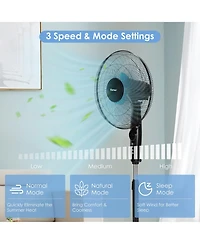 Costway 16'' Adjustable Oscillating Pedestal Fan Dual Blades w/Remote Control