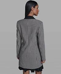 Karl Lagerfeld Paris Women's Checkered One-Button Blazer