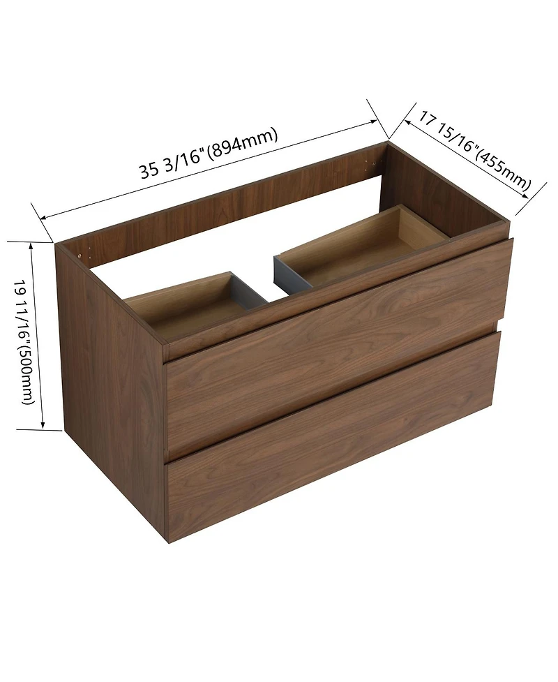 Sillysis Wall Mounted Bathroom Vanity Cabinet with Soft Close Drawers, Wood Grain Plywood for Modern