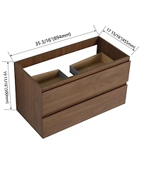 Sillysis Wall Mounted Bathroom Vanity Cabinet with Soft Close Drawers, Wood Grain Plywood for Modern