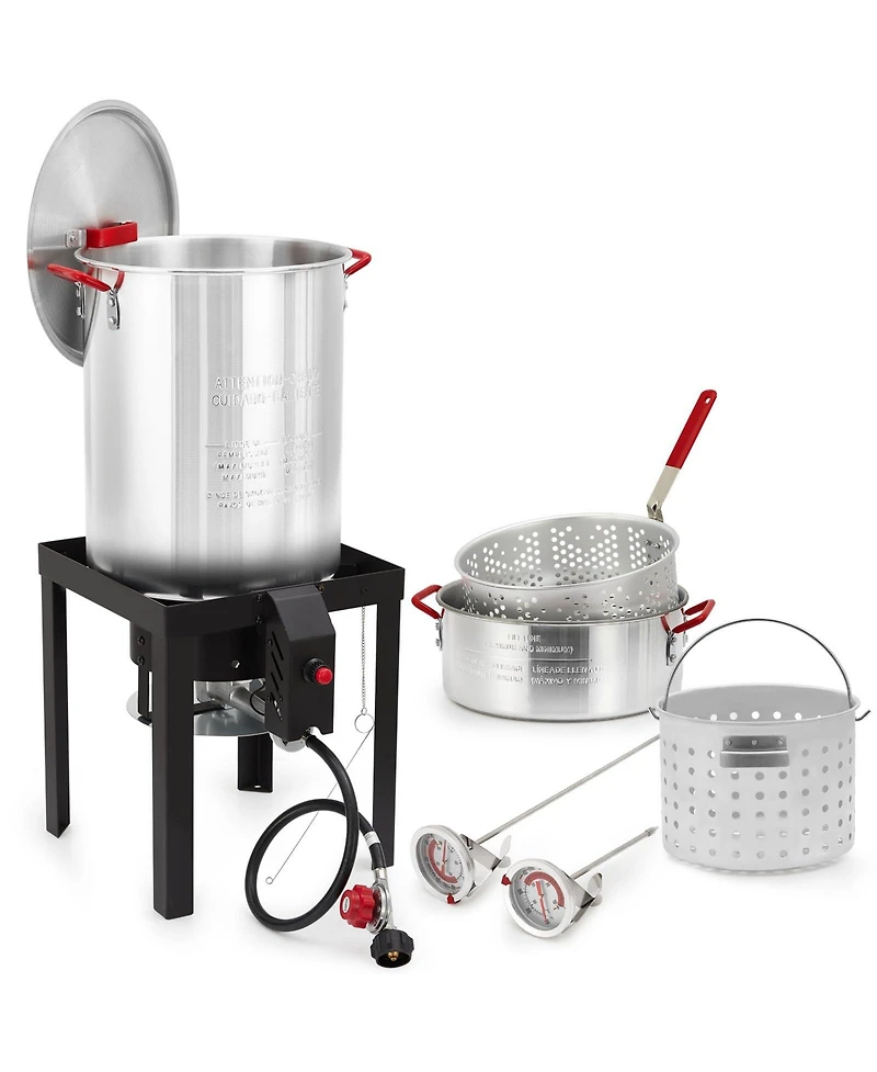 Xo 50000 Btu Propane Cooker Set, 30Qt Turkey Fryer and 10Qt Fish Fryer Combo for Camping