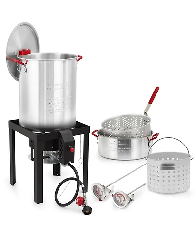 Xo 50000 Btu Propane Cooker Set, 30Qt Turkey Fryer and 10Qt Fish Fryer Combo for Camping
