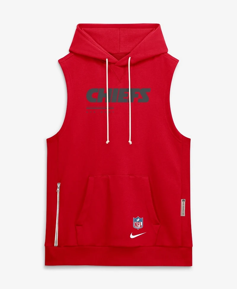 Nike Men's Red Kansas City Chiefs Sideline Standard Issue Dri-fit Sleeveless Hoodie