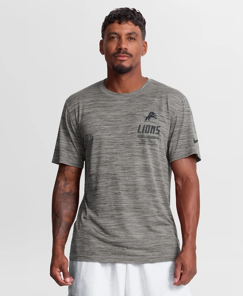 Nike Men's Gray Detroit Lions Sideline Double Covered Dri-fit Velocity T-Shirt