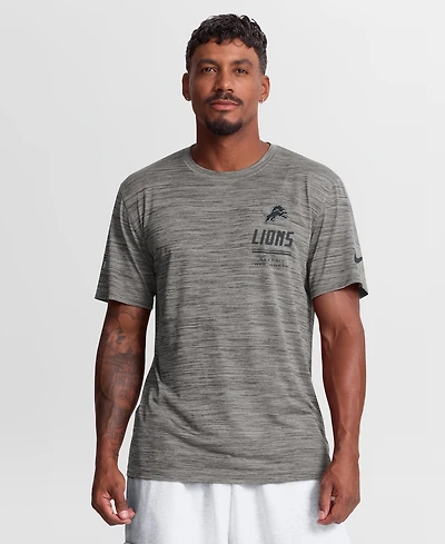 Nike Men's Gray Detroit Lions Sideline Double Covered Dri-fit Velocity T-Shirt