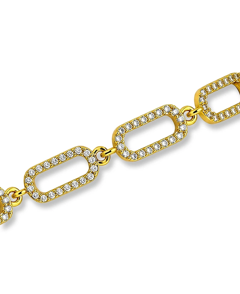 Macy's Pave Cubic Zirconia Paperclip Style Chain Link Bracelet