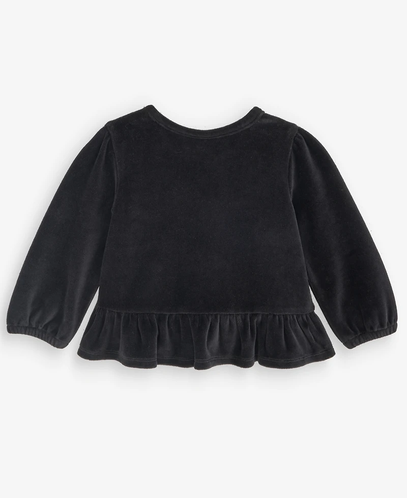 First Impressions Baby Girls' 3M-24M Mix & Match Long-Sleeve Snowflakes Velour Peplum Top, Macy's Exclusive