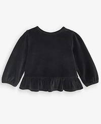 First Impressions Baby Girls' 3M-24M Mix & Match Long-Sleeve Snowflakes Velour Peplum Top, Macy's Exclusive