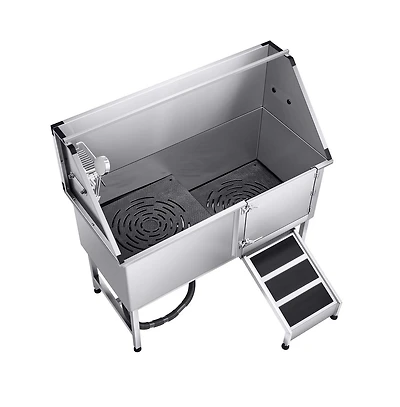 Ruie Stainless Steel Dog Washing Station 62 inch Pet Grooming Tub Hot Cold Faucet