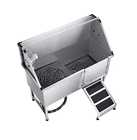 Ruie Stainless Steel Dog Washing Station 62 inch Pet Grooming Tub Hot Cold Faucet