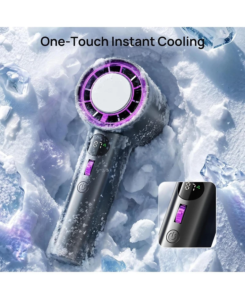 Antarctic Star Handheld Fan with Ice Cooling, 100 Speeds and Carabiner Clip