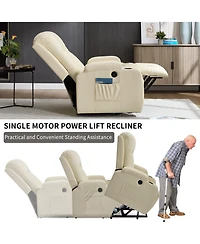Power Lift Recliner Chair for Elderly Heavy Duty Motion Mechanism with 8-Point Vibration Massage and Lumbar Heating Usb Charging Port