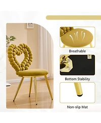Rainsken Velvet Dining Chairs Set of 2, with Bubble Back, Upholstered Accent Chairs with Metal Legs, for Dining Room, Living Room, Bedroom