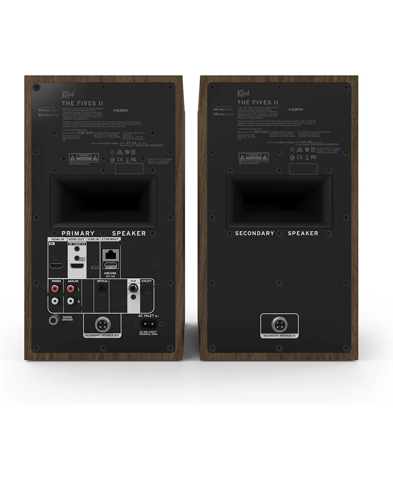 Klipsch The-fives-ii-walnut 5.25inch Dolby Atmos Powered Speaker Pair