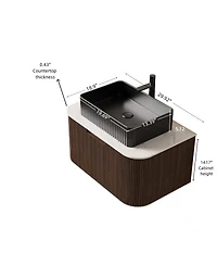 Sillysis Wall Mounted Bathroom Vanity with Ceramic Sink,Plywood Cabinet, Soft Close Drawer
