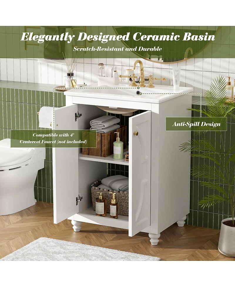 Sillysis Bathroom Vanity with Sink, Blue Freestanding Modern Cabinet, Soft Close Door, Adjustable Shelf for Small Spaces