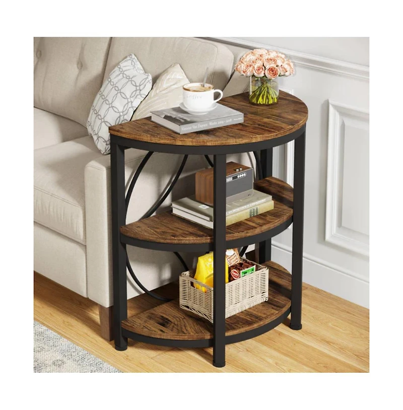 Slickblue 3 Tier Narrow End Table with Metal Frame for Living Room
