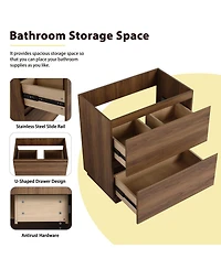 Sillysis Bathroom Vanity Cabinet Only, Freestanding Engineered Wood with 2 Drawers, Minimalist Storage for Small Bathrooms