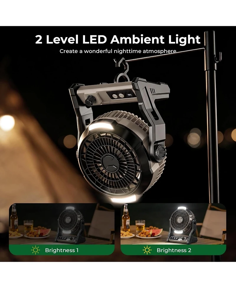Antarctic Star 10000mAh Portable Fan, 3-in-1 Camping Fan with 100 Speeds and Led Light