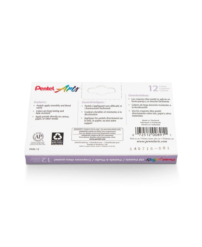 Pentel Oil Pastels Box Set with 12 Count Sets Pack of 12