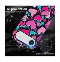 Gonez Case for iPhone Air, 2-in-1 Dual-Layer Shockproof Protection, Cute Heart Print Glossy