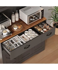 gaomon Sideboard Cabinet with 2 Drawers and 6 Doors, Chevron Design, Storage Buffet for Dining or Living Room