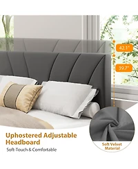 Homfan Velvet Bed Frame with 2 Storage Drawers - Adjustable Headboard, Platform Wooden Slats, No Box Spring Needed, Easy Assembly