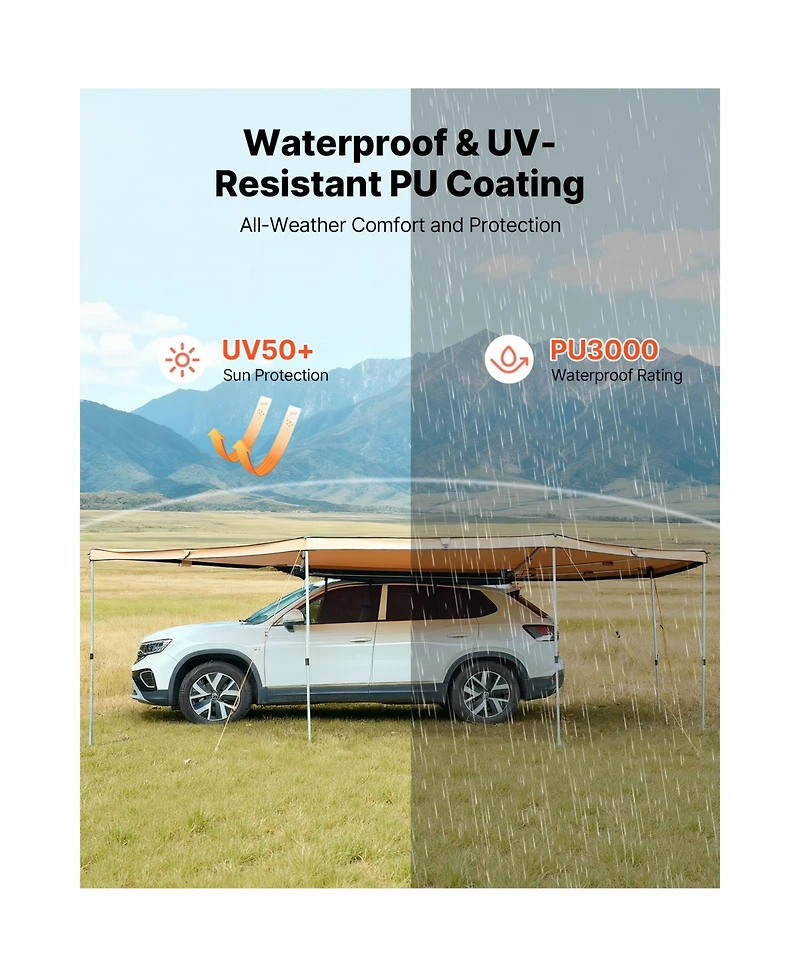 Cozito 270 Degree Vehicle Awning with Built-in Led Lights, 117 square feet